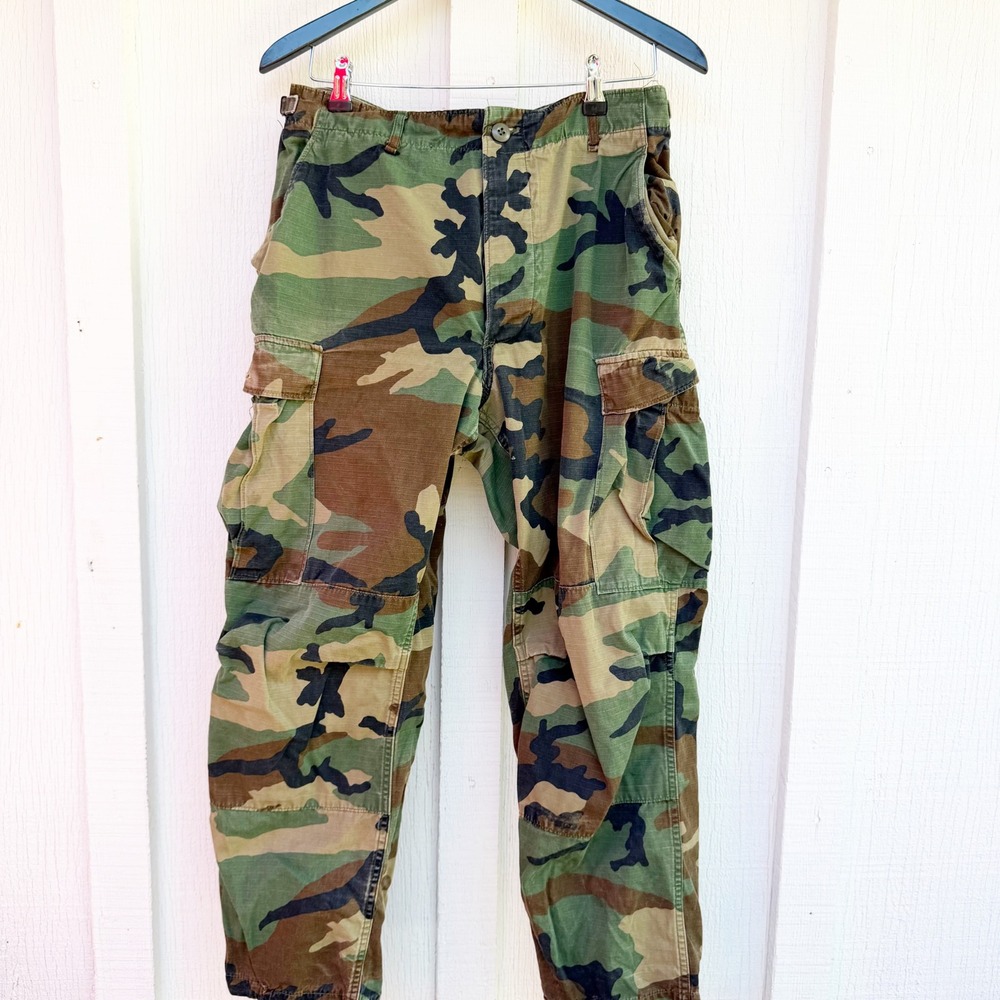 US Military Woodland Camo BDU Combat Trousers Mens Medium Regular Ripstop Pants